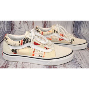 VANS Off White Skate Shoe Old Skool Off The Wall Packing Tape Woman's 5.5 Men 4